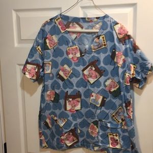 2X I Love Lucy Scrub Top